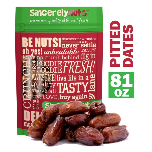 Sincerely Nuts Dried Pitted Dates (5 LB) Healthy Alternative Dessert-Fiber and Vitamin Rich Snack-Great Addition to Smoothies, Recipes, and More-Vegan, Gluten-Free and Kosher Superfood