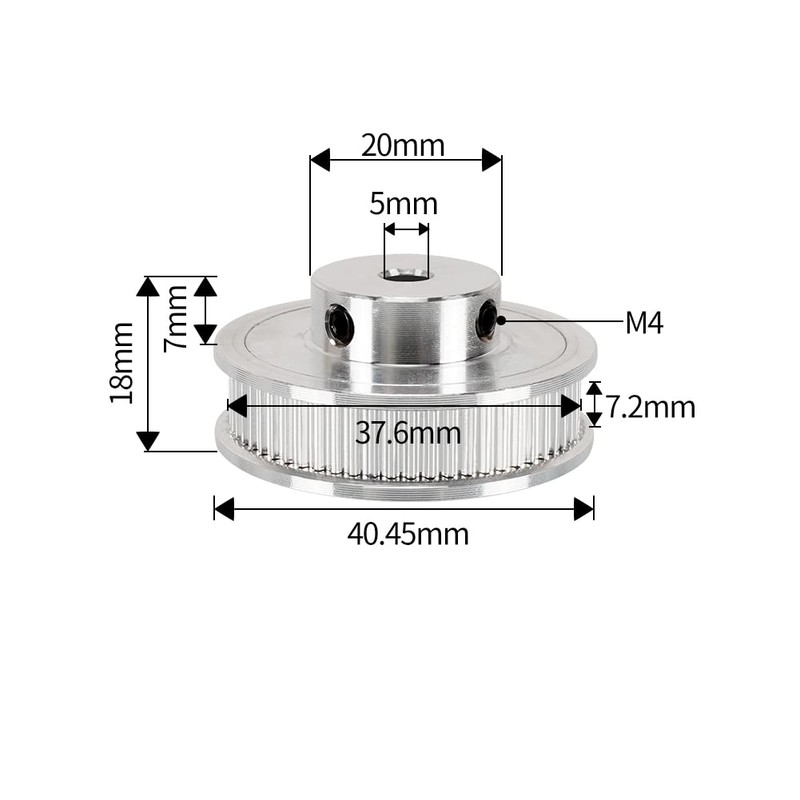 Euroharry GT2 60 Teeth 5 mm Bore Timing Belt Pulley