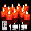 yunsheng 12PCS Red Rechargeable LED Tea Lights Candles with Remote,
