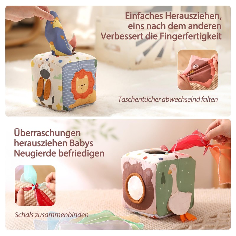 Youuys Montessori 2 Wooden Tether Tissue Box