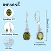 Inpasne Oval Peridot Dangle Drop Earrings for Women 925 Sterling