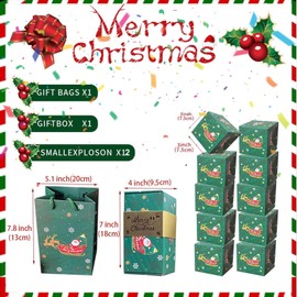 Surprise Gift Box Explosion Money Box - 12 Bounces Folding Birthday Gift Box for Christmas (Green)
