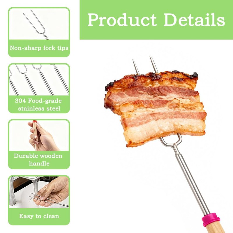 5 Pack Marshmallow Toasting Forks, Stainless Steel Telescoping BBQ Forks