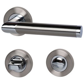 ALPERTEC Lisbon - R Stainless Steel Coloured Satined WC Doors with Locking Bolts Chrome Door Handle Set Door Fittings Door Handle, 88022020