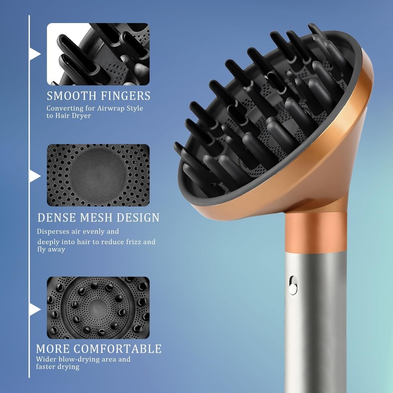 Diffusor-Aufsatz zur Lockendefinierung für Haarstyler, schnell trocknendes Styling-Tool (Gold)