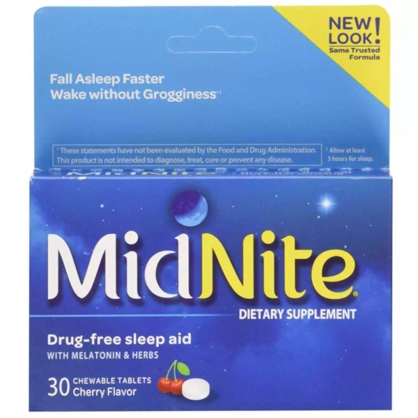 MidNite Natural Sleep Aid Chewable Tablets 30 Count No Grogginess