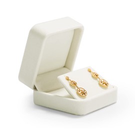 Oirlv Elegant Velvet Earring Gift Box for Wedding Valentine's Day White Earrings Stud Case Classic Earring Jewelry Case Gift Box