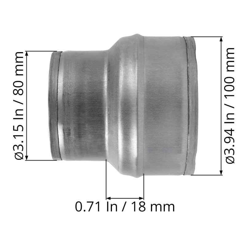 4" to 3" Inch Galvanized Steel Round Duct Reducer -