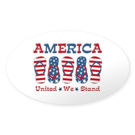 CafePress Flip Flop America Oval Car Bumper Sticker