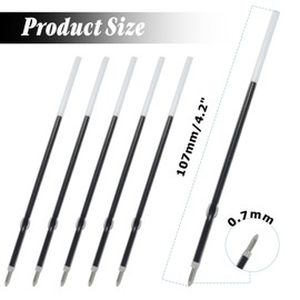 Bonsicoky 20 Pcs Ballpoint Ink Refills - 0.7 mm Medium Tip - 107 mm Length - Black Ink for Retractable Pens, Perfect for Writing, School, and Office Use