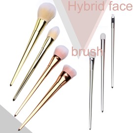 Professional Makeup Brush Set Silver Gold Metal Handle Foundation Eyeshadow Contour Cosmetic Facial