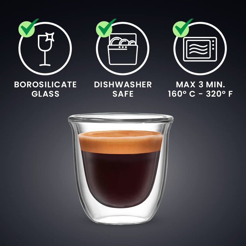 Bialetti Florence Double Wall Glass Heat Resistant Glass 80ml Pack