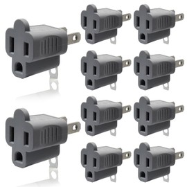 ELEGRP 2 to 3 Prong Adapter, 3 to 2 Prong Converter - 10 Pack, Gray