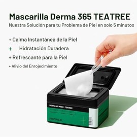 Mediheal Mascarilla Derma 365 Teetree (30 mascarillas) Mascarilla de cuidado diario para una piel profundamente reconfortante y calmante con Teatree