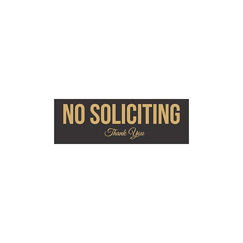 All Quality No Soliciting (Cursive) Sign (Black-Gold) - Large