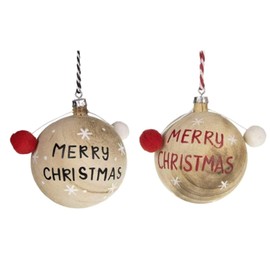 Christmas Baubles Wooden Christmas Tree Bauble with Merry Christmas Lettering 8 cm Diameter