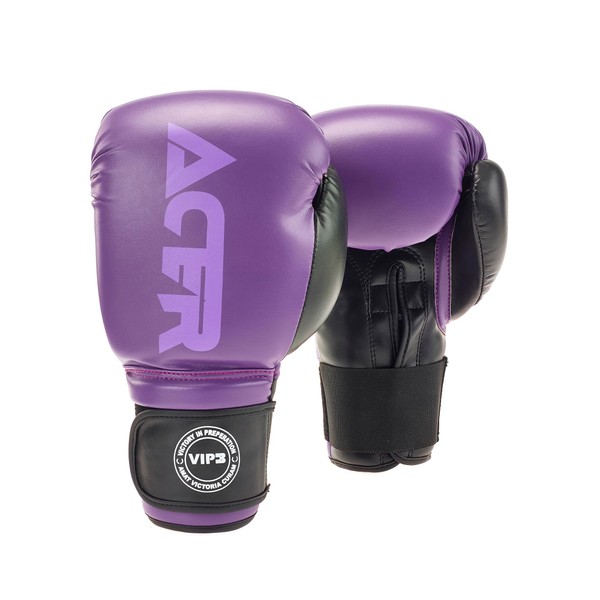 VIP Vital Impact Protection Acer 2 PU Boxing Gloves MMA Martial Arts Fitness Beginner Training Gloves Mitts, Purple/Black, 10oz