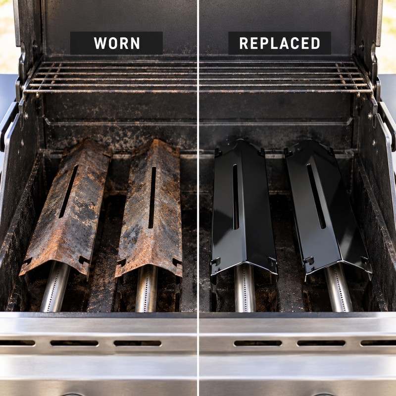 Adjustable Enamel Grill Heat Plate Shields, Universal BBQ Gas Grill