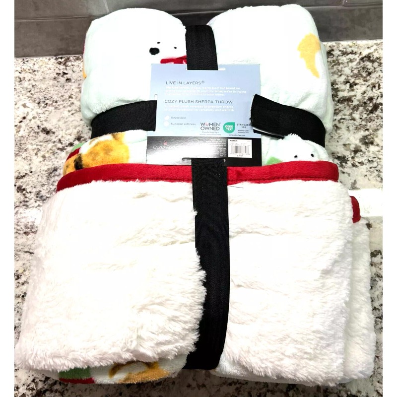 Cuddl Duds Dogs 50x60 Inches Cozy Soft Reversible Throw Blanket