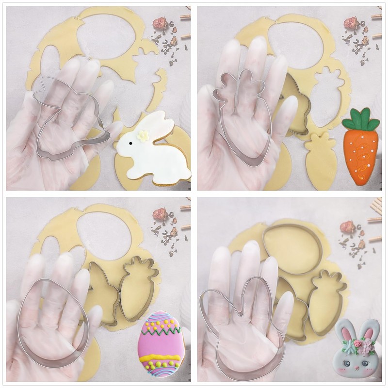 Easter Cookie Cutters, 4pcs Holiday Themed Cutter Carrot Egg Bunny
