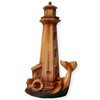 Handcrafted Wood-Effect Lighthouse: 22cm Height, Intricate Carving, Adorned with Whale