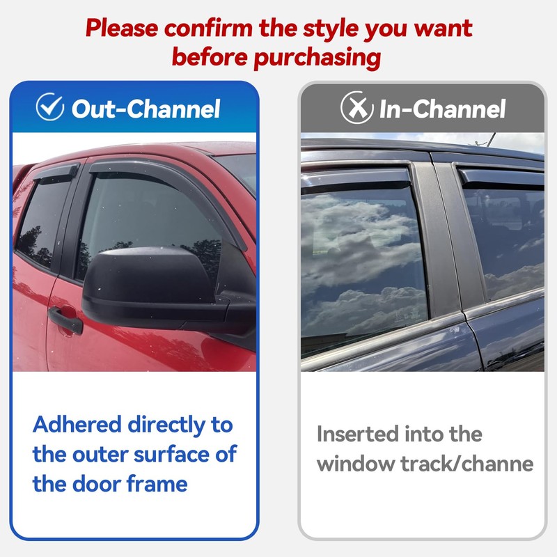 Window Visors Rain Guards for 2020-2026 Toyota Highlander, Out-Channel Window