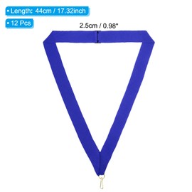 PATIKIL Award Neck Ribbons with Snap Clips, 12 Pcs Polyester Striped Medal Lanyards Ribbon for Competitions Sports Meetings Sports Party, Blue