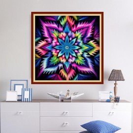 Dooxvey Cross Stitch Kits for Adults Beginners,Full Range of Cross-Stitch Stamped Kits Needlepoint Kits for Beginners Embroidery Kits 11CT Cross Stitch Patterns-Colorful Mandala 18x18 inch