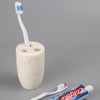 Luxury Solid Marble Toothbrush Holder – Handcrafted Champagne Beige, Heavy-Duty