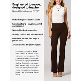 Conceited Womens Dress Pants with Tummy Control - Wear to Work - Stretch High Waisted Slacks with Pockets - Chocolate Brown - X-Large