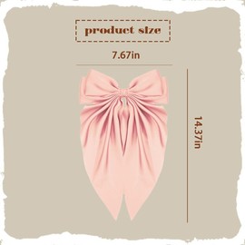 Coquette Satin Bowknot Barrettes Clips Long Tail Big Champagne Pink French Bows Elegant Wedding Hair Bows for Bridesmaids Bridal Hair Accessories for Women