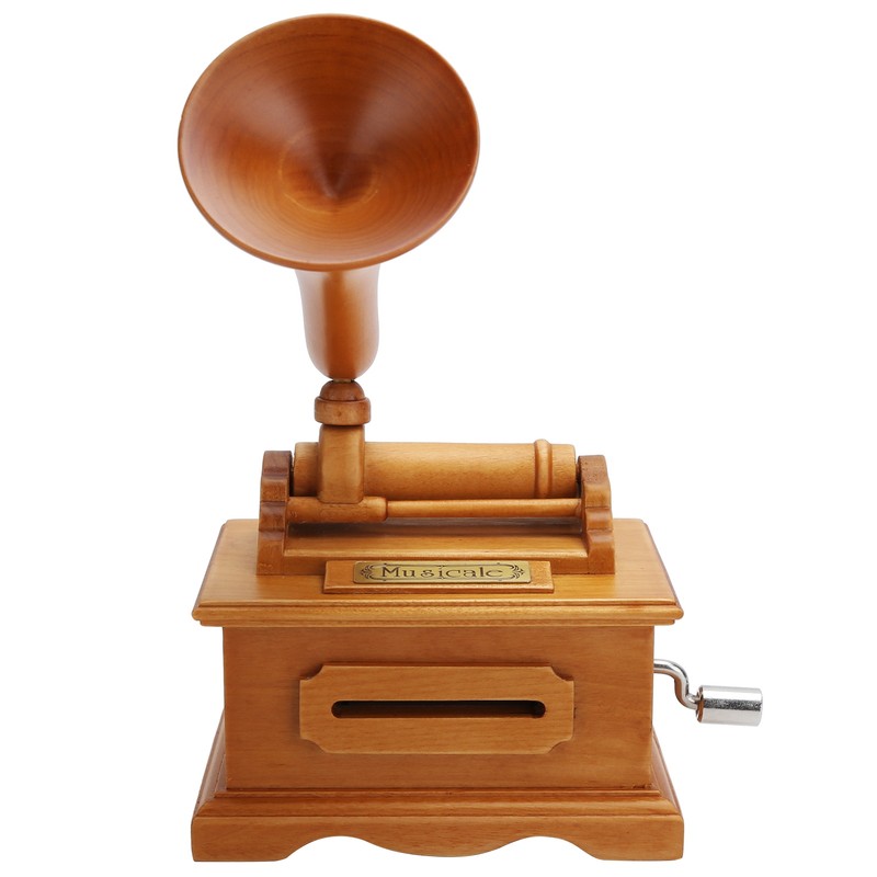 Gramophone Music Box Vintage Hand Crank Musical Box DIY Birthday