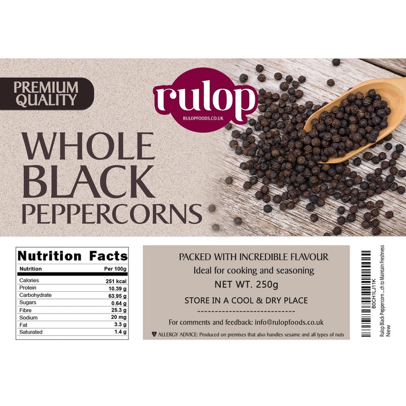 Rulop Black Peppercorn 250g - Gourmet Black Peppercorn - Black