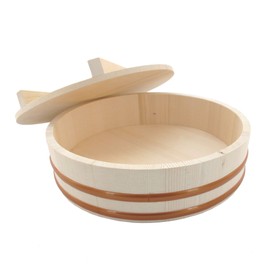 BambooMN 11.8" Hangiri Sushi Oke Rice Mixing Tub with Lid, 1 Piece