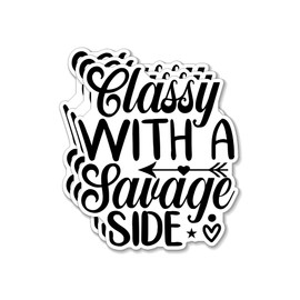 (3PCS) Classy with A Savage Side Style 5 Sticker for Phone Tablet Laptop Car Truck Window | 2" Sticker |