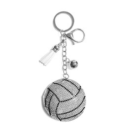 Rhinestone Baseball Keychain for Women and Men,Bling Sport Ball Keyring Keychains,Car Key Decor Bag Keychain for Sport Lover-Volleyball