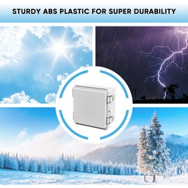 GEVEELIFE Waterproof Junction Box ABS Plastic, Outdoor Electrical Box IP67 Hinged Cover Project Box with Mounting Plate Wall Brackets and 2 Cable Glands, Grey Electrical Enclosure 4.9"x4.9"x3.3"