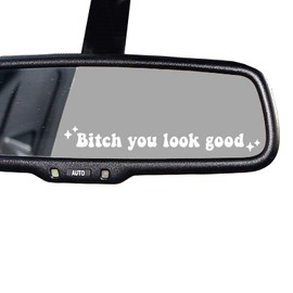 2 x You Look Good, Rear View Mirror Decal, Sister Gift, Mirror Decal, Self Love Decal, Affirmation Decal, Cute Trendy Decal, Car Decal, New Car Gift (White)
