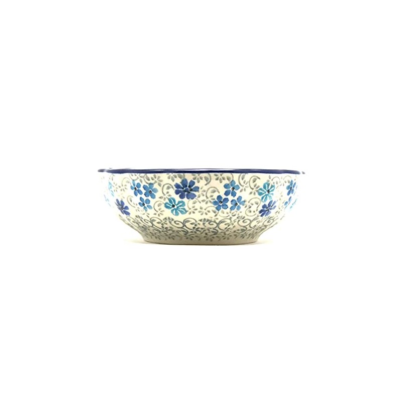 Polish Pottery Bowl - Shallow Scalloped - Small - Sea