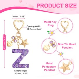 PATIKIL Cute Initial Letter Keychain, Letter Z Keychains Women Bling Love Butterfly Star Key Chain for Bag Backpack Purse Car Keys Cup Accessories, Purple