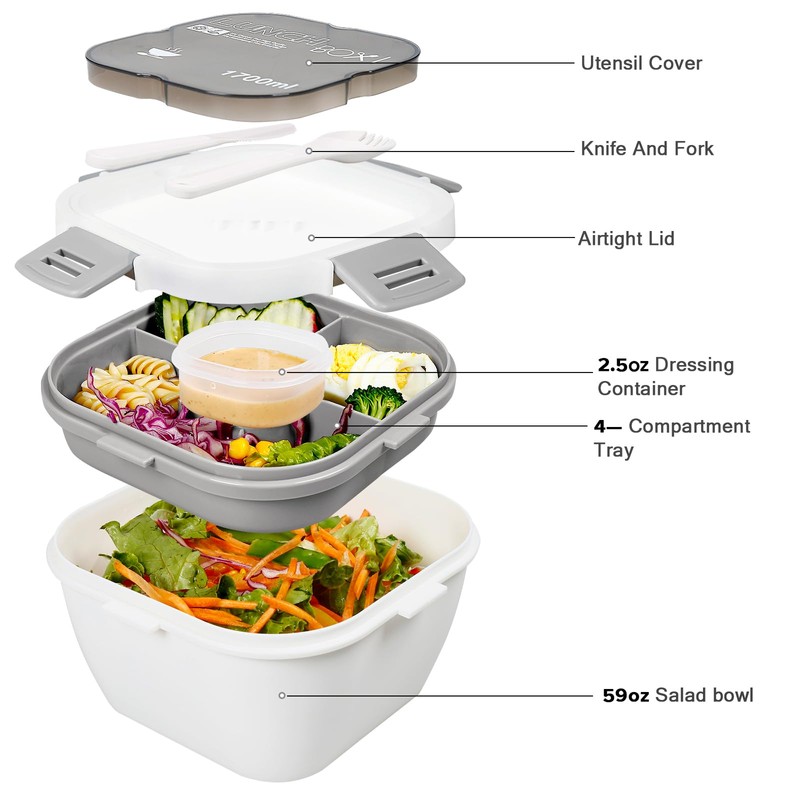 Greentainer Lunch Box Leak-Proof Bento Box with 1 Fork, Salad