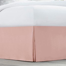 Nestl Peach Beige Bed Skirt King Size - King Bed Skirt 14 Inch Drop - Brushed Microfiber Bed Skirts - Hotel Quality Pleated Bed Skirt - Shrinkage & Fade Resistant
