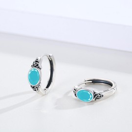 MEDWISE Celtic Earrings 925 Sterling Silver Celtic Knot Hoop Earrings with Turquoise Celtic Jewelry for Women Daughter Mother Gifts for Birthday Christmas Valentines Mothers Day