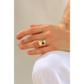 Embolden Jewelry Wide Band Ring for Women | Sculptural Statement Rings| Rhodium Plated Polish Large Thumb Index Full Finger Rinds (Size 5)