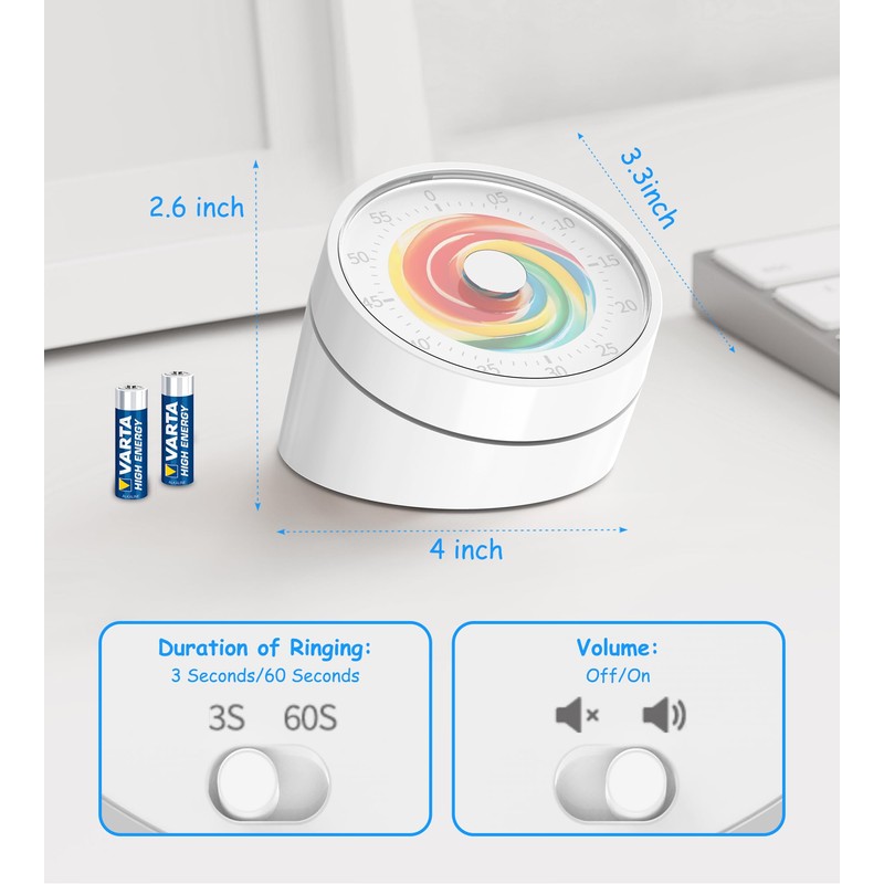 Rosenpatio Visual Classroom Timer for Kids - Desk 60 Minutes
