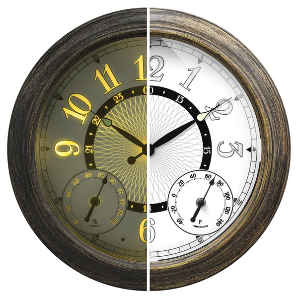 Pytha Sight Illuminated Large Metal Outdoor Clocks Waterproof 15 Inches