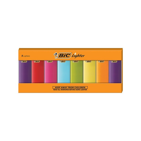 BIC Classic Electronic Series Lighters, Assorted Colors, Set of 8 Lighters