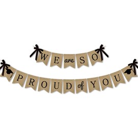 SWYOUN Burlap We are So Proud of You Banner 2022 Graduation Party Decoration Backdrop