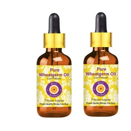 Deve Herbes Pure Wheatgerm Oil (Triticum vulgare) with Glass Dropper Cold Pressed (Pack of Two) 100ml X 2 (6.76 oz)