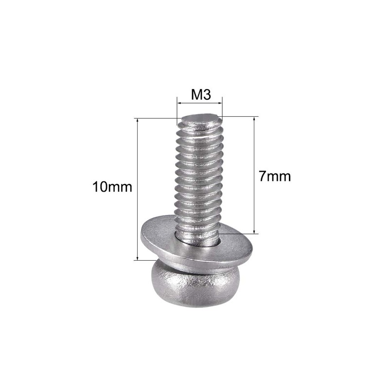sourcing map M3 x 10mm 304 Stainless Steel Phillips Pan
